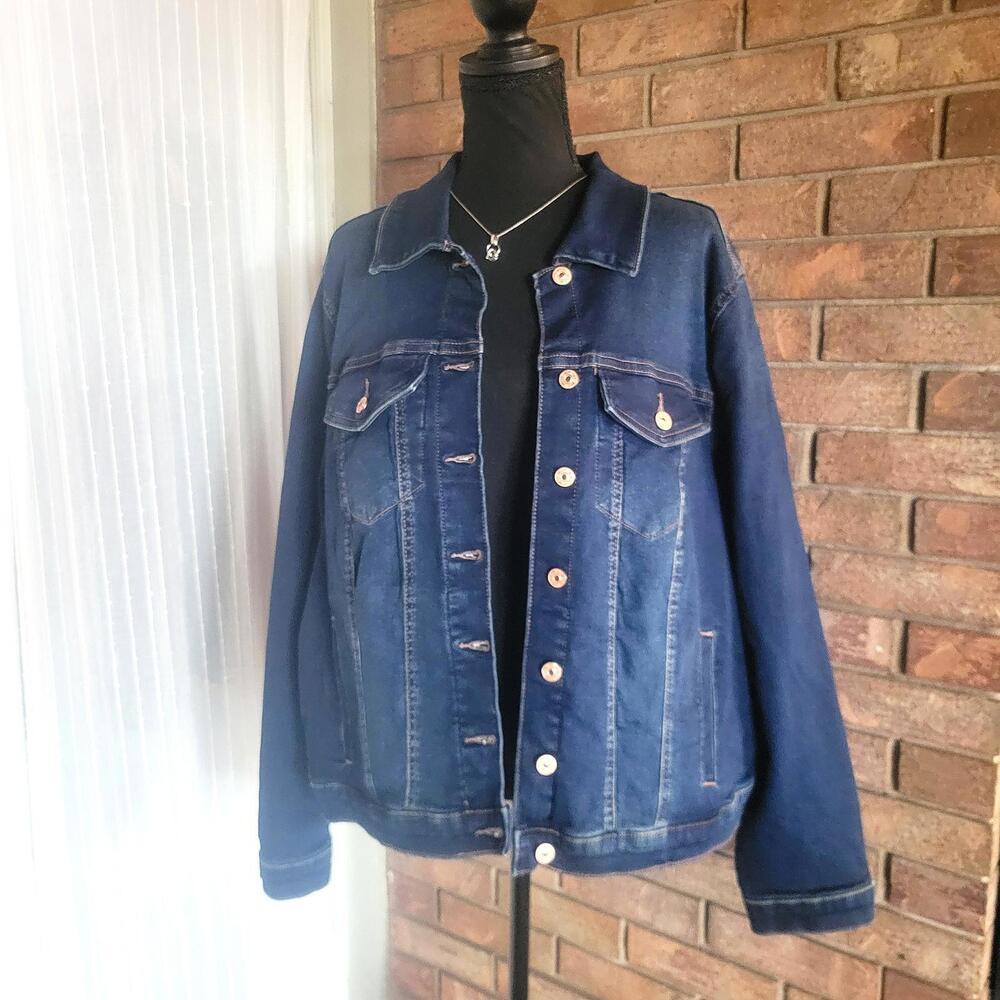 Nicole Miller Navy Blue Denim Jacket with Button Front